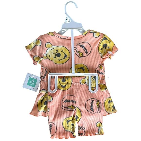 Disney Baby Winnie the Pooh Peplum Top and Shorts 2 Piece Set Size 18M Orange - Picture 2 of 5